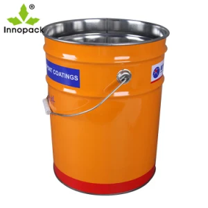 Made in China Good Quality Long-Used 5 Gallon/20 Liter Metal Paint Bucket Steel Drum with Flower Lid and Handle