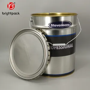 20 Litre Empty Metal Tinplate Drum with Standard Lug Lid and Metal/Plastic Handle