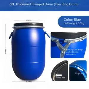100 Litre 200L 210L New HDPE Double Ring Type Chemical Grade Closed Top Plastic Drum for Car Shampoo