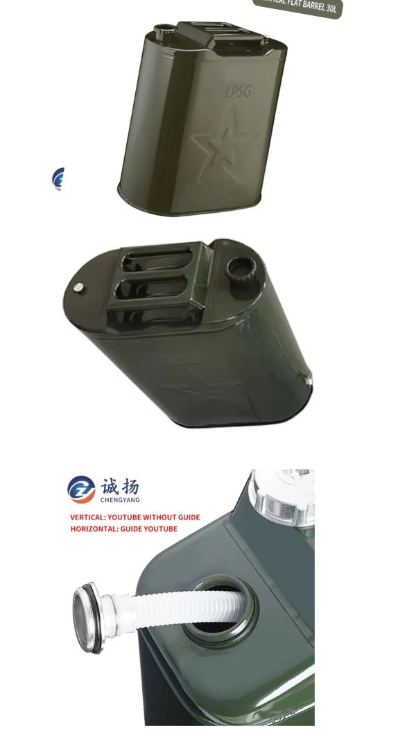 Vertical Flat Barrel 30L Large Capacity, Easy to Carry, Durable Portable Cold-Rolled Steel Oil Drum with Refueling Tube