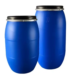 200 Litre HDPE Open Top Blue Plastic Barrel 55 Gallon Recyclable Drum with Iron Hoop