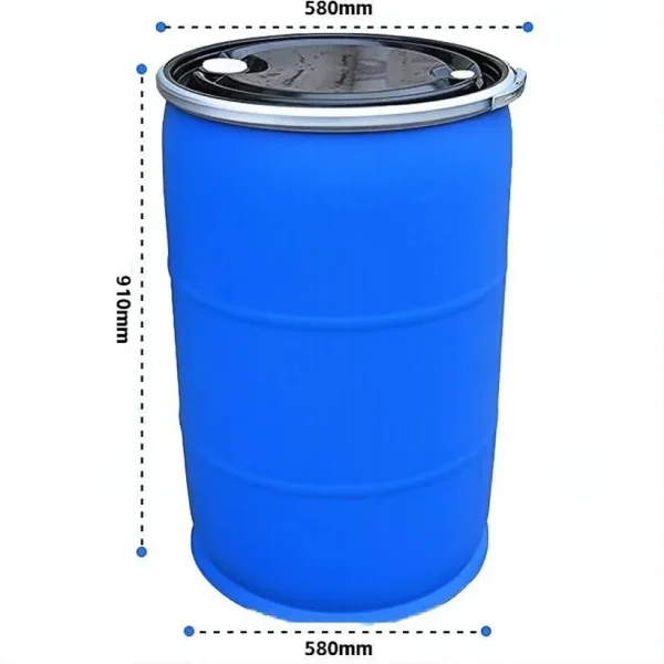 Factory HDPE 200L Plastic Larger Drum with Iron Hoop Tight Blue Thick Black Cover Drums Pails & Barrels
