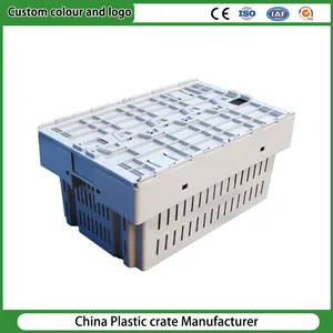 Heavy Duty Food Grade 100% Recyclable Agriculture Stackable Durable Mesh Crate Turnover Storage Supermarket Fruit Vegetable Plastic Foldable Crate
