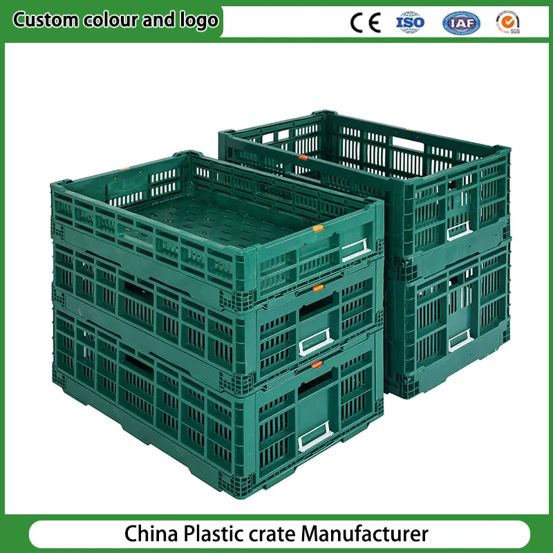 Heavy Duty Food Grade 100% Recyclable Agriculture Stackable Durable Mesh Crate Turnover Storage Supermarket Fruit Vegetable Plastic Foldable Crate