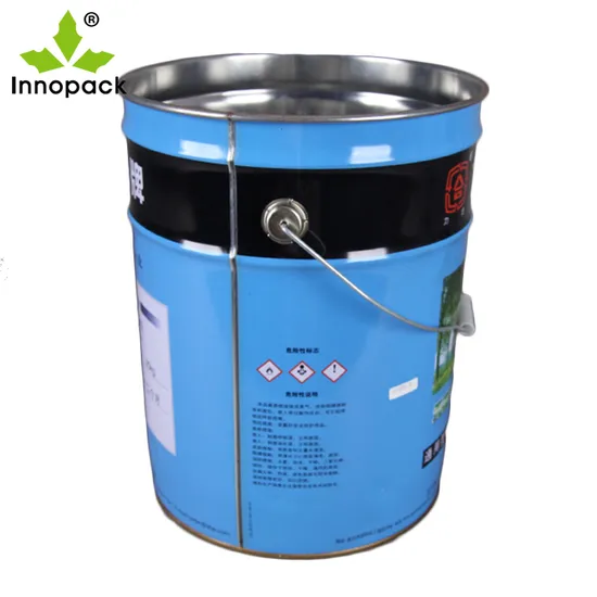 Made in China Good Quality Long-Used 5 Gallon/20 Liter Metal Paint Bucket Steel Drum with Flower Lid and Handle