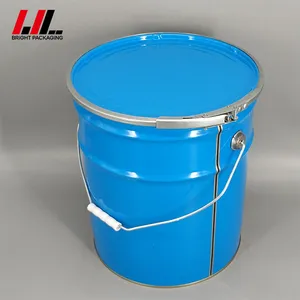 20 Litre Empty Metal Tinplate Drum with Standard Lug Lid and Metal/Plastic Handle