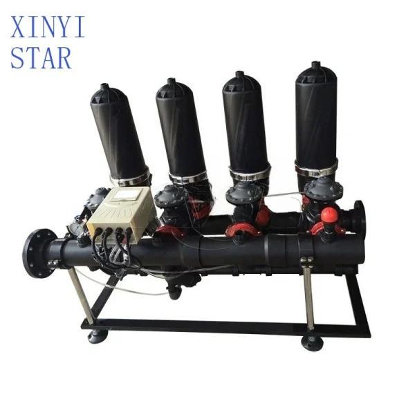Automatic back flushing disc water for agricultural irrigation systems