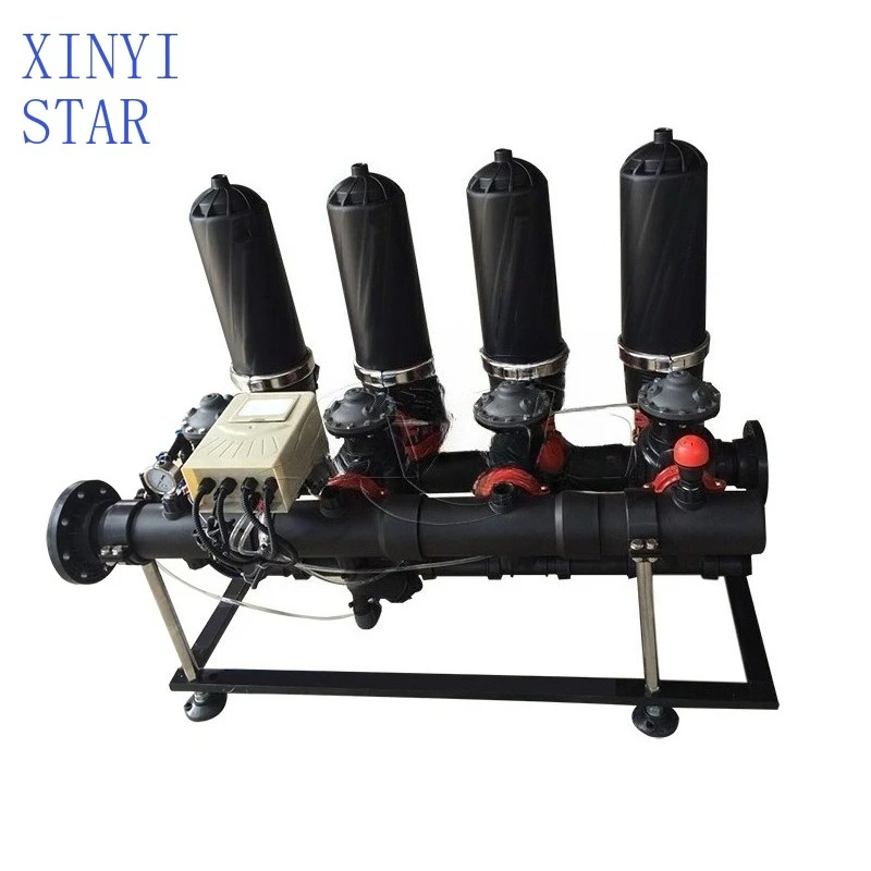 Automatic back flushing disc water for agricultural irrigation systems