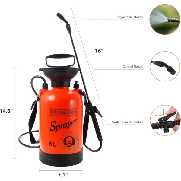 5L Pressure Sprayer Hand Pump Sprayers Nozzle Air Pressure Pump Lawn Agricultural Garden Tools Water Pump Pressure Sprayer