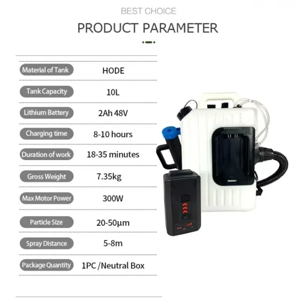 Portable Backpack Lithium Battery Sprayer for 10 Liters and Extra Low Voltage Garden Electric Sprayer