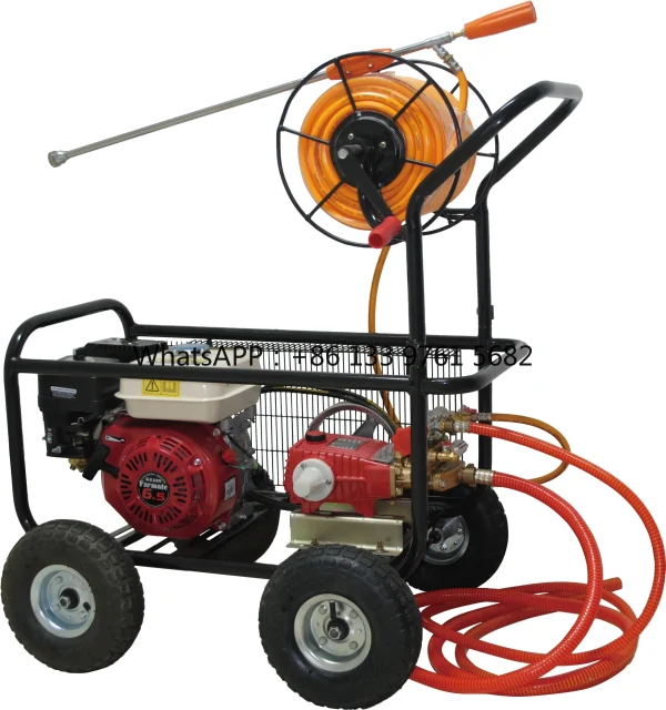 High Pressure Agricultural Power Sprayer With Wheel & Hose Reel&100L Trolley Type Power Sprayer With 4 Strocks Engine