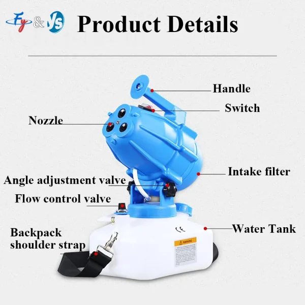 Portable ULV Electric Fogger–5L 3 Nozzle Fine Mist Blower,Low Volume Atomize,Atomizer Nebulizer for Disinfection&Insecticide