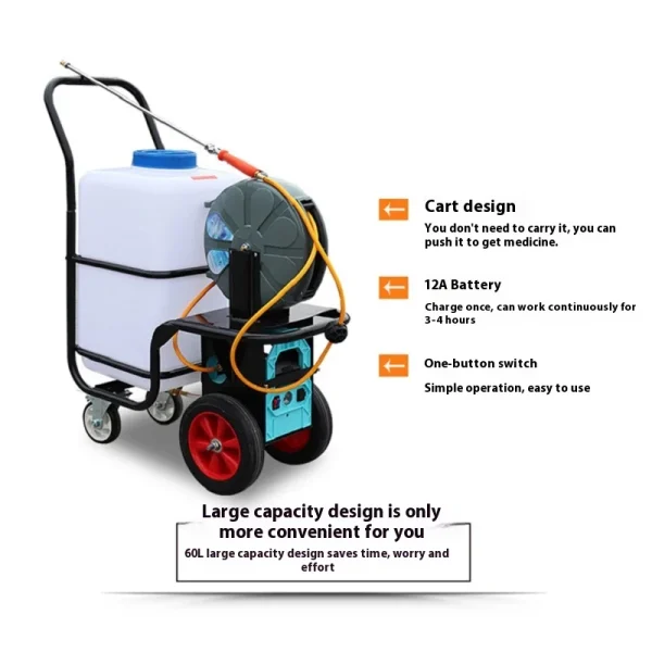 Multi-purpose 60L Large Trolly Sprayer High Pressure Garden Lithium Battery Sprayer