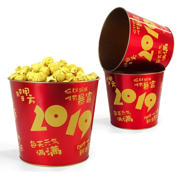 Custom Logo Printed 1L/1.5L Metal Tinplate Popcorn Metal Tin Bucket