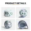 Elegant Round Belly Metal Jar Floral Curvy Tin Can for Candle