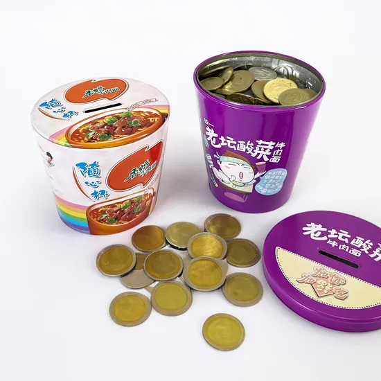 Iron Tinplate Kimchi Noodle Tin Bucket Money Coin Bank Tin Can