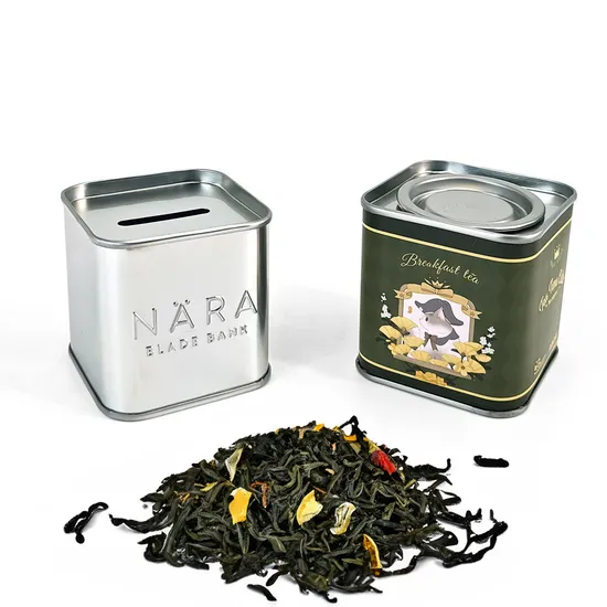 Tinplate Metal Cans with Warped Lid Mini Tea Sealed Packaging Box Medicine Storage Box Square Tea Tin