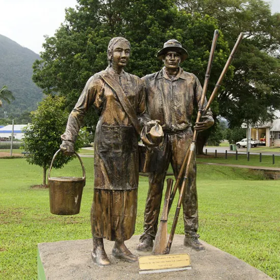 Animals Together with Human Beings Bronze Sculpture for Yard Decoration