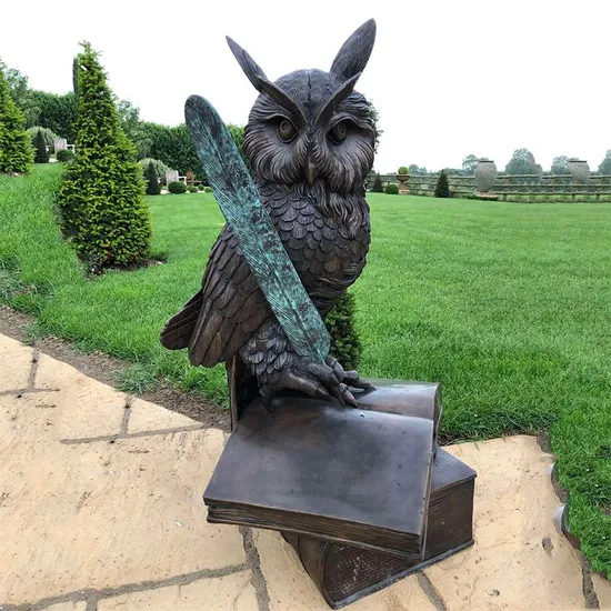 Bronze Animal Bird Owl Statue Sculpture in Brass