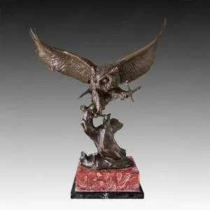 Bronze-Owl-Sculpture-on-Marble-Base Bronze Owl Sculpture on Marble Base