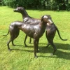 Bronze Sculpture Man and Hound Staring on Park for Decoration