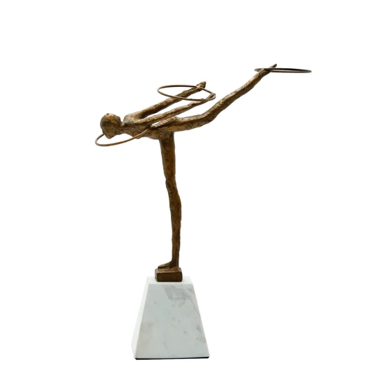 European Cast Iron Abstract Marble Base Resin Metal Crafts Table Figure Sculpture