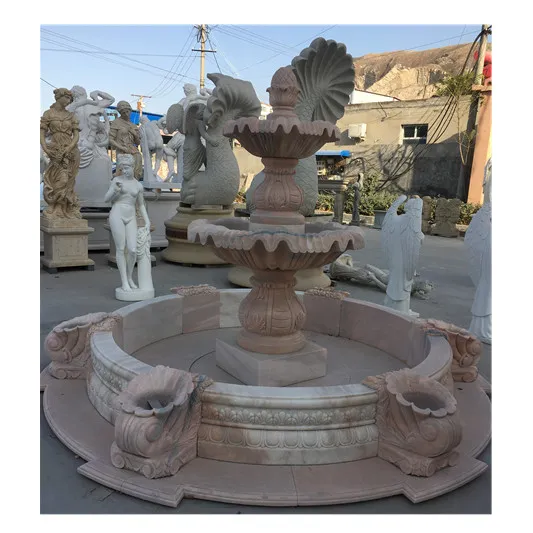 Natural Stone Fountain with Ornament for Outdoor Project Granite Fountain