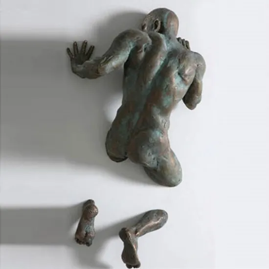 Modern Indoor Decor Body Sculpture Bronze Man Wall Sculpture