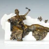 Neoclassical Bronze Wall Sculpture of Two Women with Marble Background