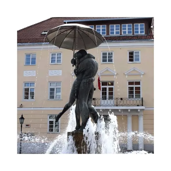 Sitting on The Stone Feet in The Pool Bronze Sad Woman Sculpture