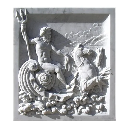 Square Yellow Relief Flowers and Leaves Sculpture for Wall Decoration