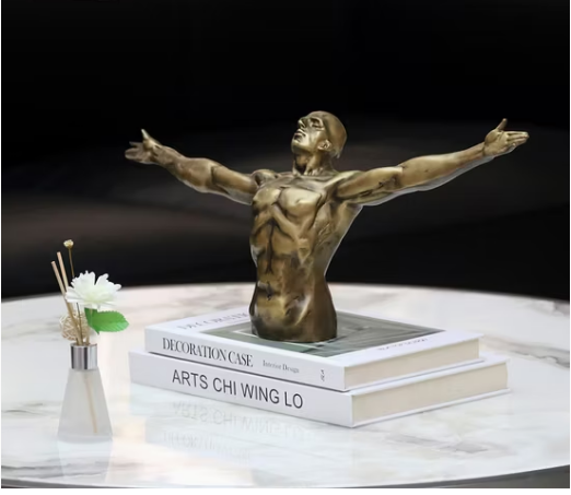 American Retro Imitation Copper Metal Crafts Character Resin Sculptures for Home Decoration