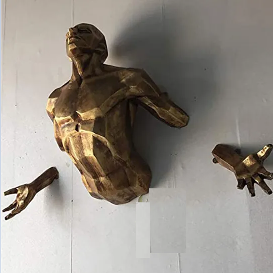 Modern Metal Art Interior Decorative Wall Hanging Running Man Bronze Silver Sculpture Wall Decoration Wall Sculpture